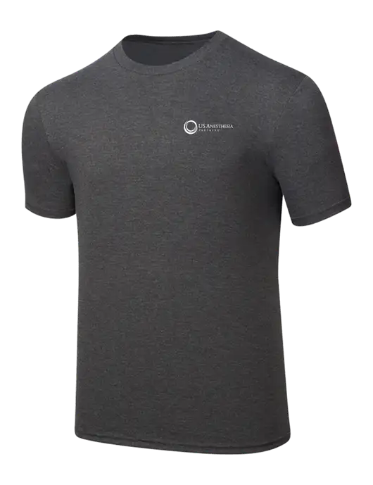 Simply Soft Heathered Charcoal 4.5oz  Poly/Combed Ring Spun Cotton T-Shirt w/US Anesthesia Partners Logo