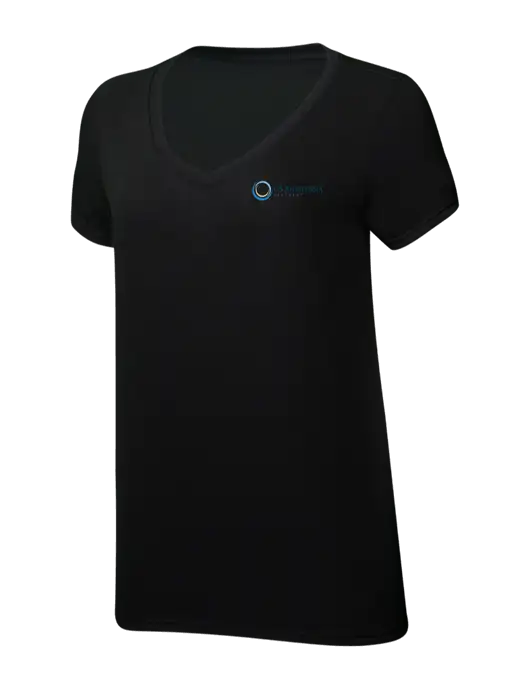 Womens Simply Soft V-Neck Black 4.5oz  Poly/Combed Ring Spun Cotton T-Shirt w/US Anesthesia Partners Logo