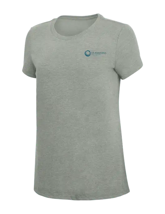 Womens Simply Soft Grey Frost 4.5oz  Poly/Combed Ring Spun Cotton T-Shirt w/US Anesthesia Partners Logo