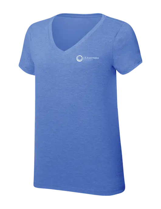 Womens Simply Soft V-Neck Royal Frost 4.5oz  Poly/Combed Ring Spun Cotton T-Shirt w/US Anesthesia Partners Logo