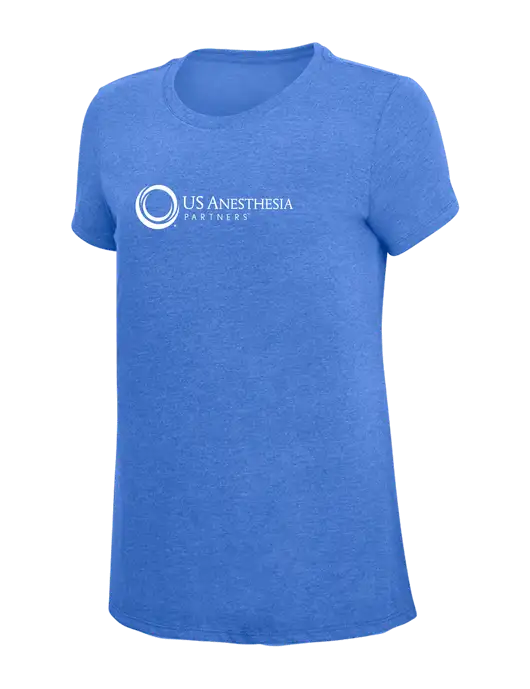 Womens Simply Soft Royal Frost 4.5oz  Poly/Combed Ring Spun Cotton T-Shirt w/US Anesthesia Partners Logo