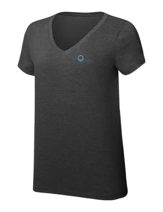 Womens Simply Soft V-Neck Black Frost 4.5oz  Poly/Combed Ring Spun Cotton T-Shirt w/US Anesthesia Partners Logo