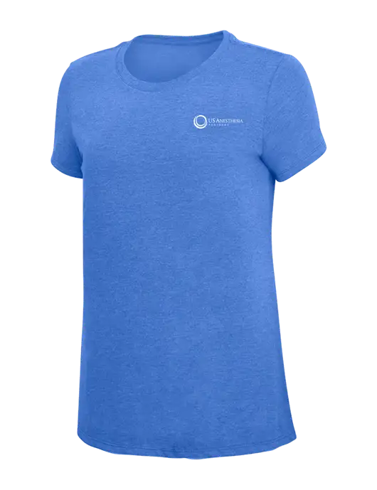 Womens Simply Soft Royal Frost 4.5oz  Poly/Combed Ring Spun Cotton T-Shirt w/US Anesthesia Partners Logo