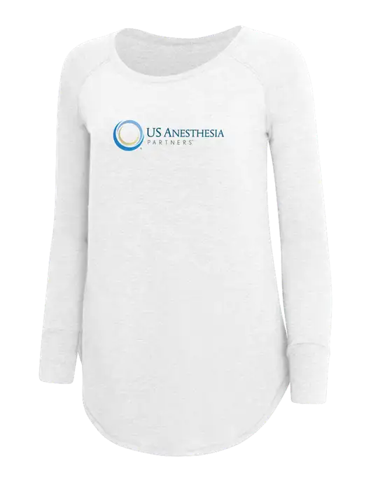 Womens Perfect Wide Collar Tunic Tri-Blend White 4.5 oz T-Shirt w/US Anesthesia Partners Logo