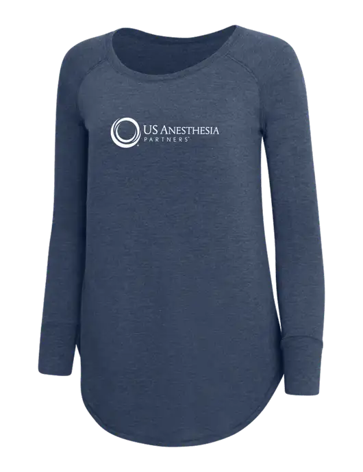 Womens Perfect Wide Collar Tunic Tri-Blend Navy Frost 4.5 oz T-Shirt w/US Anesthesia Partners Logo
