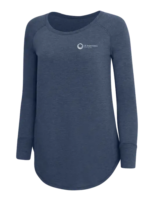 Womens Perfect Wide Collar Tunic Tri-Blend Navy Frost 4.5 oz T-Shirt w/US Anesthesia Partners Logo