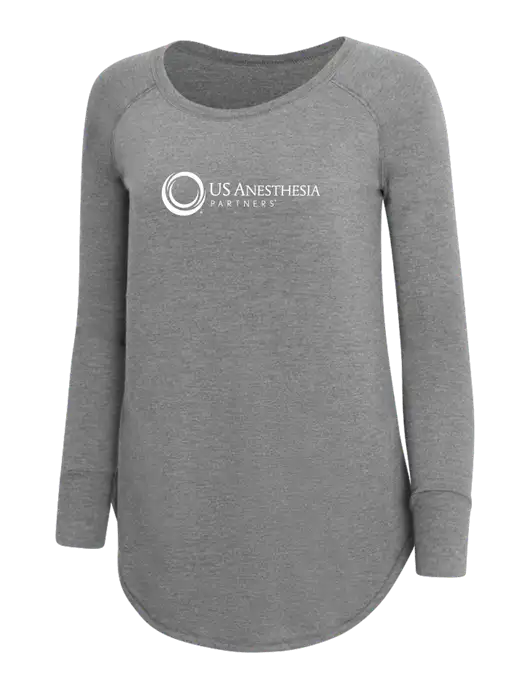 Womens Perfect Wide Collar Tunic Tri-Blend Grey Frost 4.5 oz T-Shirt w/US Anesthesia Partners Logo