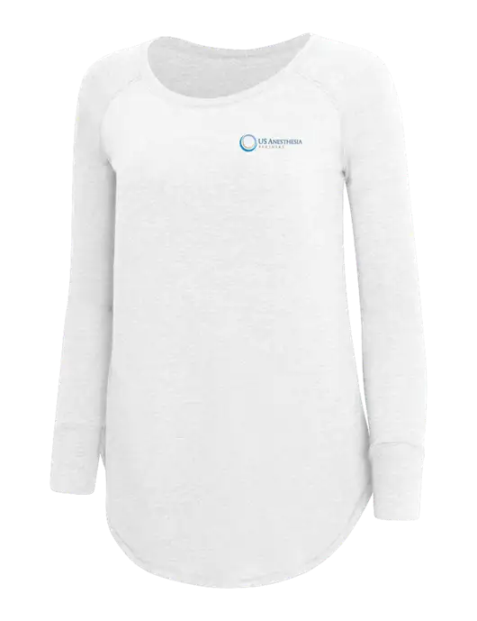 Womens Perfect Wide Collar Tunic Tri-Blend White 4.5 oz T-Shirt w/US Anesthesia Partners Logo