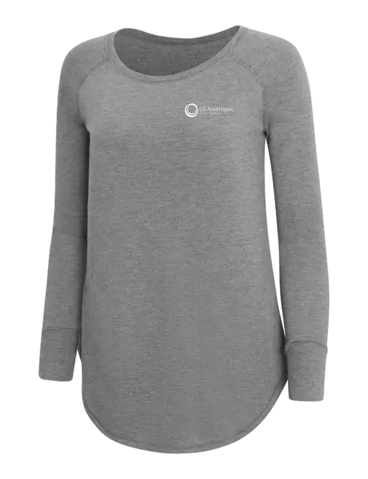 Womens Perfect Wide Collar Tunic Tri-Blend Grey Frost 4.5 oz T-Shirt w/US Anesthesia Partners Logo