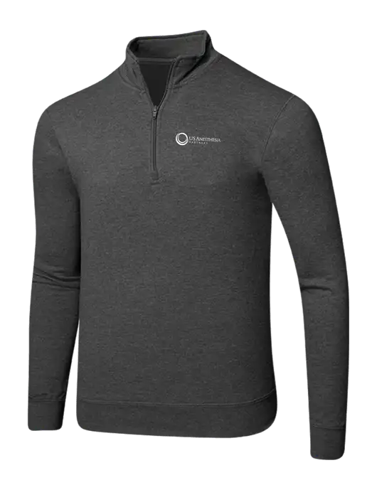 Dark Heather Grey 8.5 oz Ring Spun 1/4 Zip Pullover Sweatshirt w/US Anesthesia Partners Logo