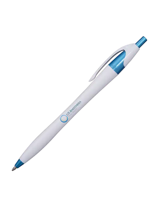 Novella White/Blue Shimmer Pen - Blue Ink w/US Anesthesia Partners Logo
