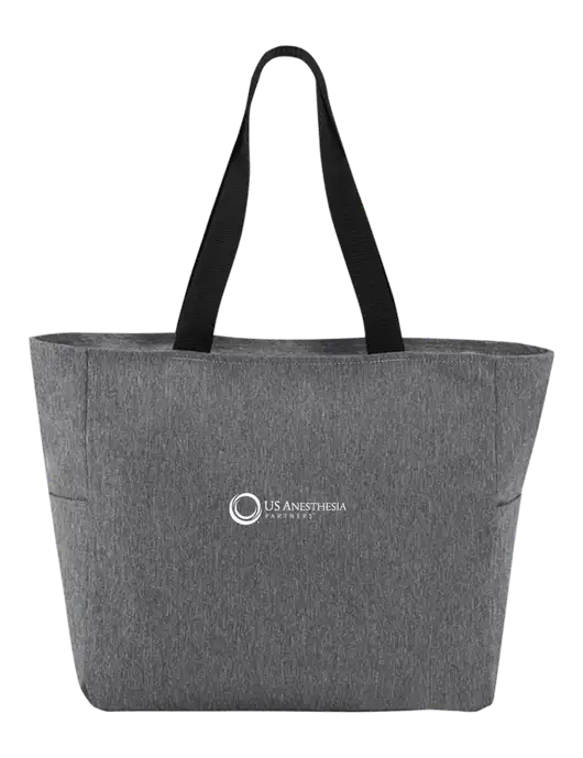 Everyday Heather Grey Zip Tote  w/US Anesthesia Partners Logo