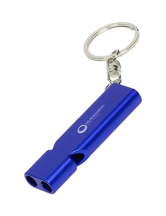 Quick Alert Blue Safety Whistle w/US Anesthesia Partners Logo