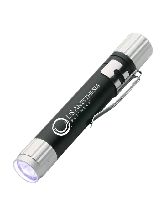 Black Aluminum LED Penlight w/US Anesthesia Partners Logo