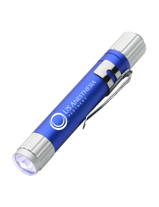 Blue Aluminum LED Penlight w/US Anesthesia Partners Logo