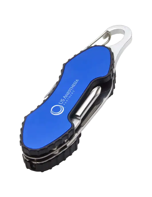 Blue 6 in 1 Tool with Carabiner w/US Anesthesia Partners Logo