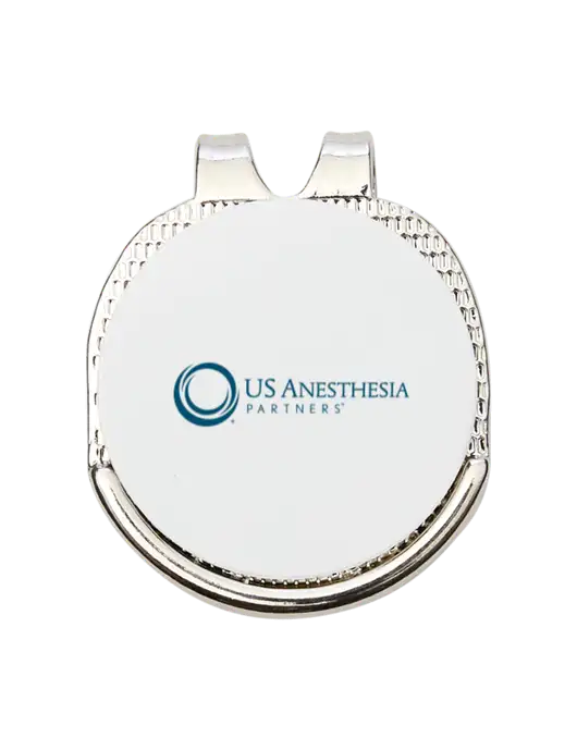 Antique Silver Hat Clip w/Golf Ball Marker w/US Anesthesia Partners Logo