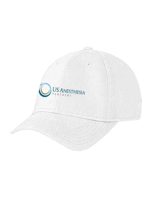 White Structured Soft Snap Closure Hook & Loop Cap w/US Anesthesia Partners Logo