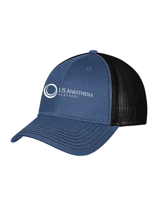 Dark Royal/Black Mesh Trucker Cap Snap Back w/US Anesthesia Partners Logo