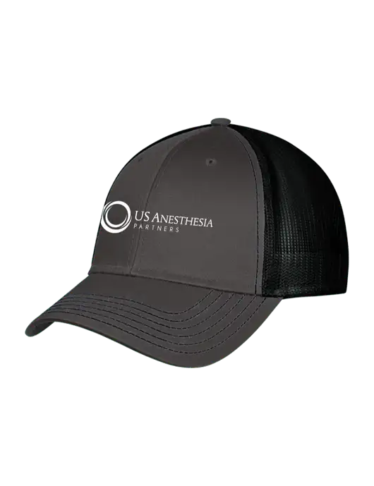 Charcoal & Black Mesh Trucker Cap Snap Back w/US Anesthesia Partners Logo