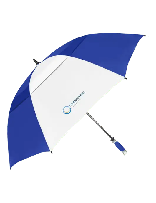 Royal/White Vented Typhoon Tamer Golf Umbrella w/US Anesthesia Partners Logo