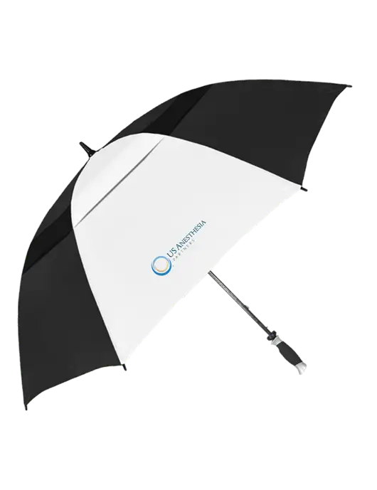 Black/White Vented Typhoon Tamer Golf Umbrella w/US Anesthesia Partners Logo