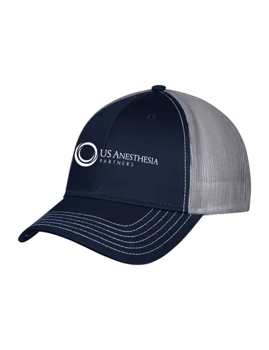 Navy/Grey Mesh Trucker Cap Snap Back w/US Anesthesia Partners Logo