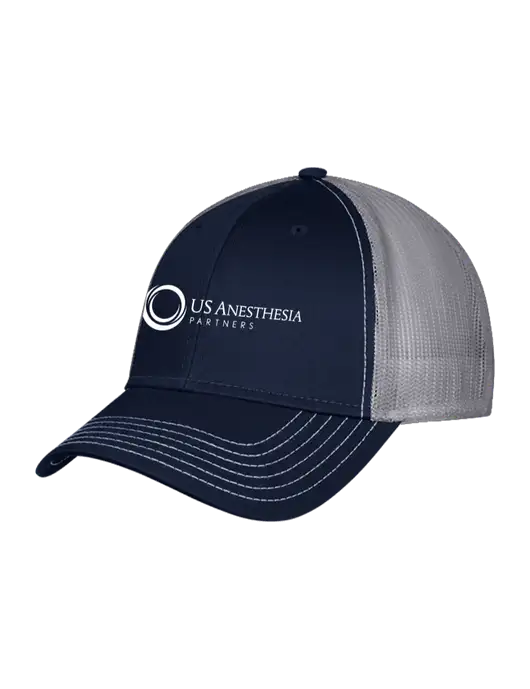 Navy & Grey Mesh Trucker Cap Snap Back w/US Anesthesia Partners Logo