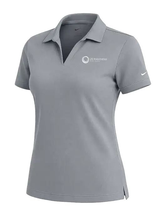 NIKE Medium Grey Womens Dri-Fit Micro Pique Polo w/US Anesthesia Partners Logo