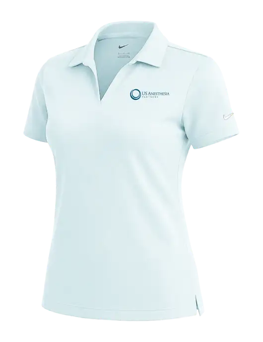 NIKE Very Light Blue Womens Dri-Fit Micro Pique Polo w/US Anesthesia Partners Logo