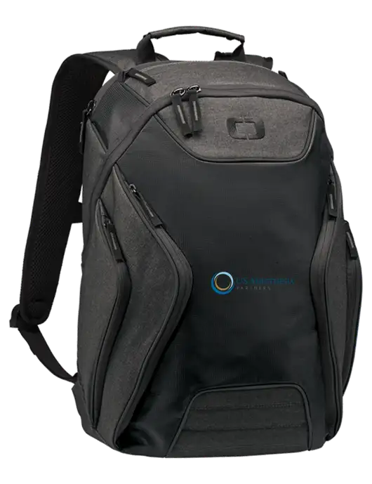 OGIO Black/Heather Grey Hatch Laptop Backpack
 w/US Anesthesia Partners Logo