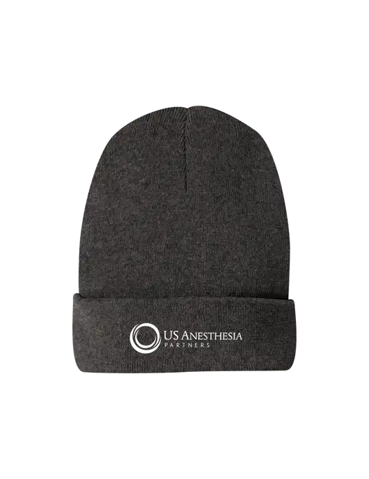 Recycled Charcoal Heather Beanie w/US Anesthesia Partners Logo