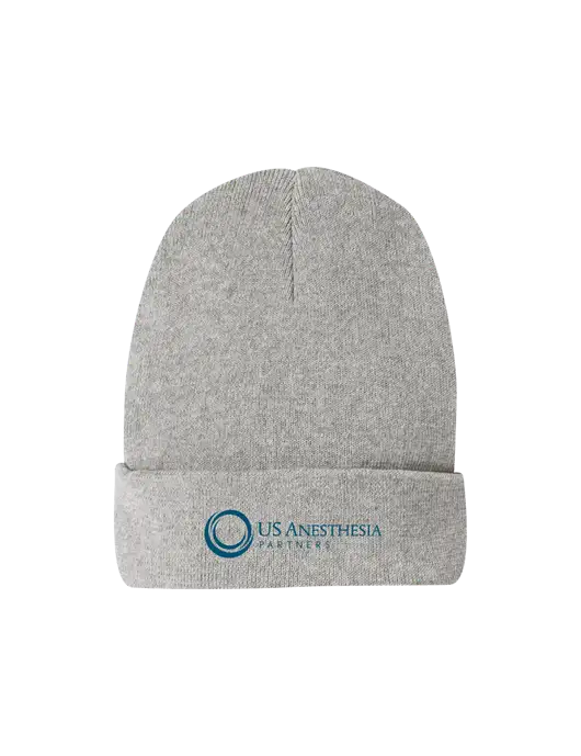 Recycled Light Heather Grey Beanie w/US Anesthesia Partners Logo
