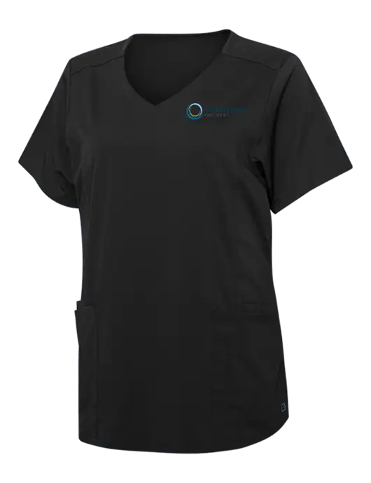 Wink Black Womens Premiere Flex Mock Wrap Top w/US Anesthesia Partners Logo