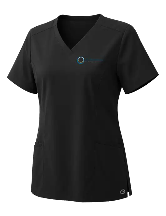 Wink Womens Black Premiere Flex V-Neck Top w/US Anesthesia Partners Logo
