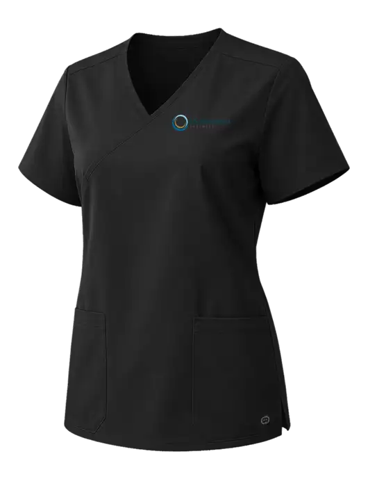 Wink Black Womens WorkFlex Mock Wrap Top w/US Anesthesia Partners Logo