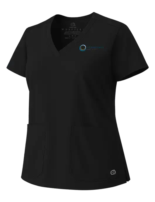 Wink Black Womens WorkFlex V-Neck Top w/US Anesthesia Partners Logo