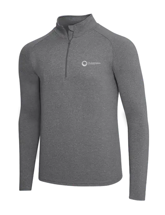 Dark Grey Heather Sport Wick Stretch 1/4 Zip Pullover w/US Anesthesia Partners Logo