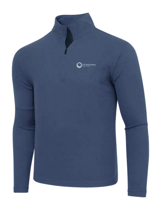 Adidas  Navy  Melange 3 Stripes Quarter Zip Sweater w/US Anesthesia Partners Logo