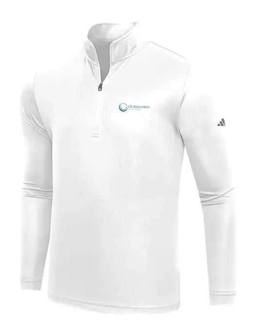 Adidas White  Lightweight Quarter Zip Pullover w/US Anesthesia Partners Logo