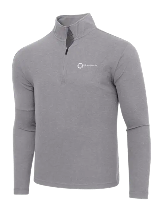 Adidas Medium Grey Melange 3 Stripes Quarter Zip Sweater w/US Anesthesia Partners Logo