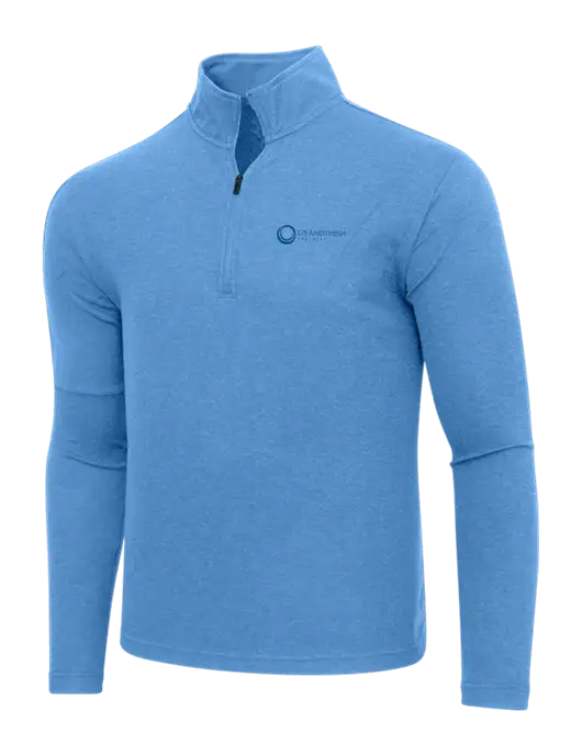 Adidas Light Blue Heather 3 Stripes Quarter Zip Sweater w/US Anesthesia Partners Logo