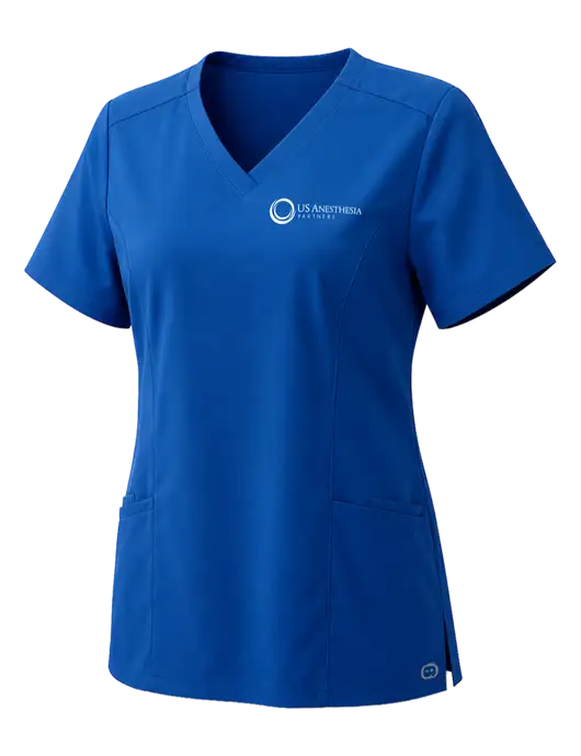 Wink Womens Royal Premiere Flex V-Neck Top w/US Anesthesia Partners Logo