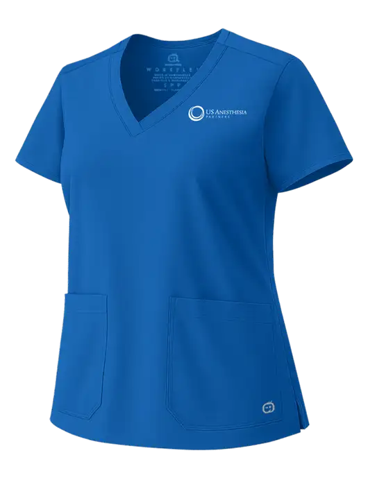 Wink Royal Womens WorkFlex V-Neck Top w/US Anesthesia Partners Logo
