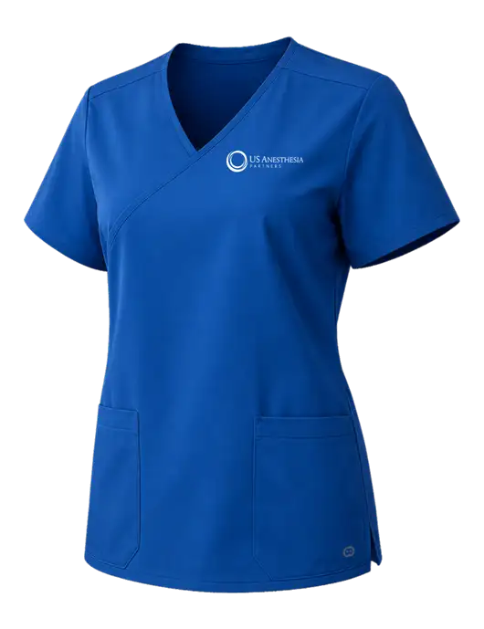 Wink Royal Womens WorkFlex Mock Wrap Royal Top w/US Anesthesia Partners Logo