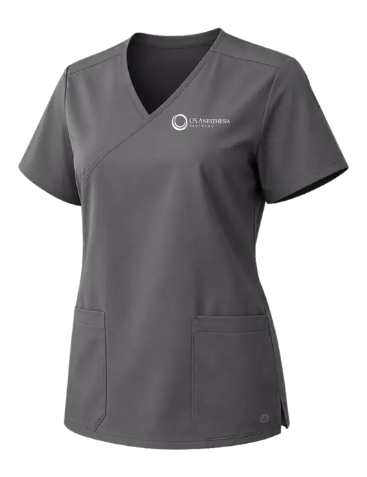 Wink Pewter Womens WorkFlex Mock Wrap Top w/US Anesthesia Partners Logo