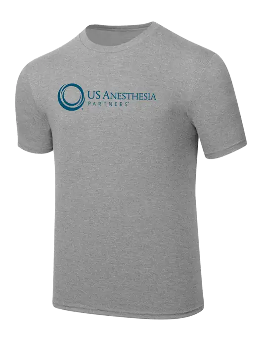 Simply Soft Heathered Light Grey 4.5oz  Poly/Combed Ring Spun Cotton T-Shirt w/US Anesthesia Partners Logo