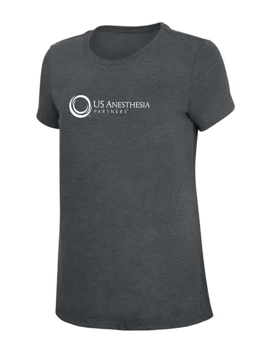 Womens Simply Soft Charcoal 4.5oz Poly/Combed Ring Spun Cotton T-Shirt w/US Anesthesia Partners Logo