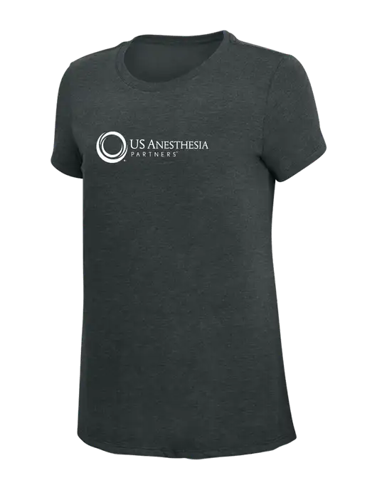 Womens Simply Soft Black Frost 4.5oz Poly/Combed Ring Spun Cotton T-Shirt w/US Anesthesia Partners Logo
