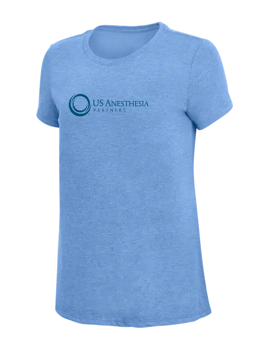 Womens Simply Soft Maritime Frost 4.5oz Poly/Combed Ring Spun Cotton T-Shirt
 w/US Anesthesia Partners Logo